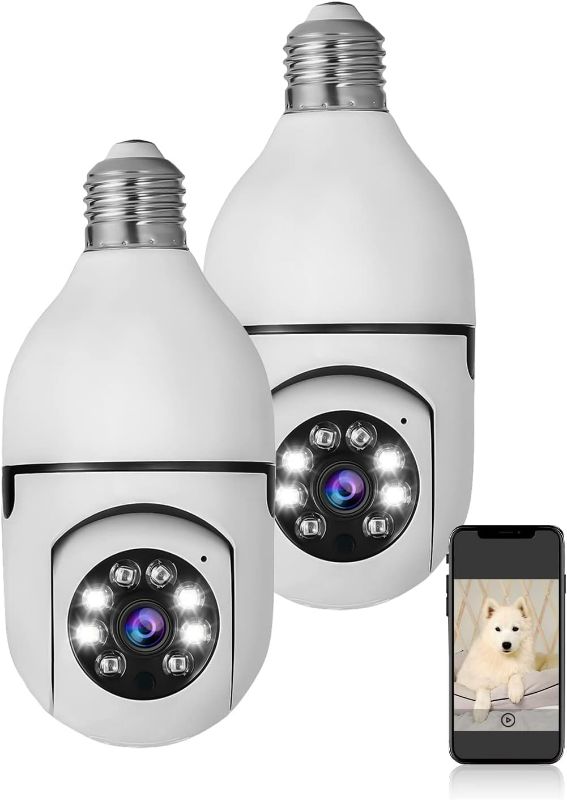 Photo 1 of 2PACK E27 Light Bulb Camera 1080P WiFi Security Camera (2.4G Only) 360 Degree Panoramic IP Camera Wireless Home Surveillance Cam with Night Vision, 2-Way Audio, Motion Detection Alarm
