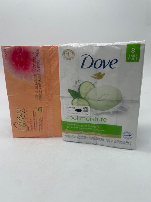 Photo 1 of Dove Skin Care Beauty Bar For Softer Skin Cucumber And Green Tea More Moisturizing Than Bar Soap 3.75 oz& 6 Pack Caress Daily Silk Soap
