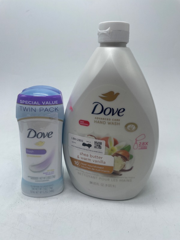 Photo 1 of  Dove Hand Wash, Shea Butter & Warm Vanilla - 1 Liter &  2 Pack Dove Antiperspirant Deodorant Stick 2.6 oz