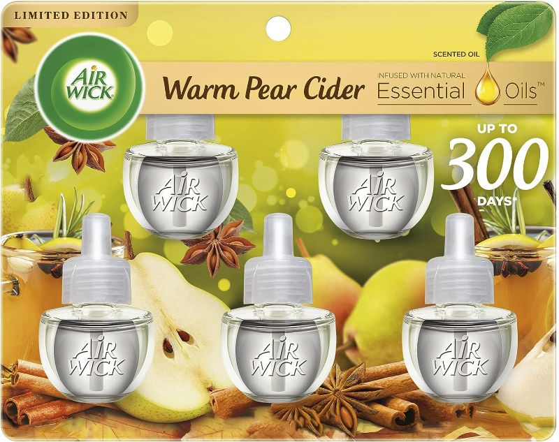 Photo 1 of Air Wick Plug in Scented Oil 4 Refills, Warm Pear Cider, Essential Oils, Air Freshener Fall Scent, Fall décor
