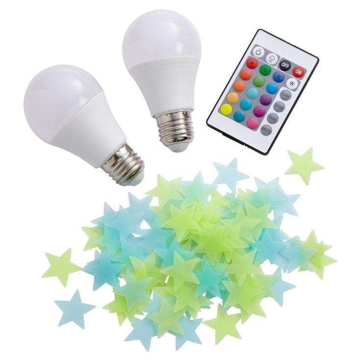 Photo 1 of Starry Night 2 Pack 5W Mood Light Bulbs & Glow in the Dark Stickers