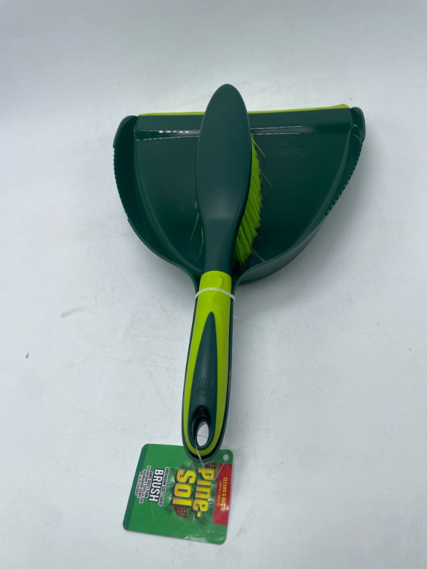Photo 2 of Pine-Sol Mini Dustpan and Brush Set | Nesting Snap-On Design | Portable, Compact Dust Pan and Hand Broom for Cleaning with Rubber Grip Edge, Green
