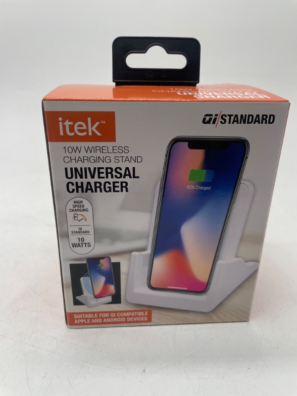 Photo 2 of ITEK Wireless Charging Stand for QI compatible Android Phones and IPhone, 10W, Black (10WCS-12/1823)
