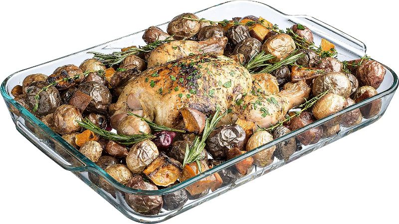 Photo 1 of Glad Roaster Baking Dish: Large Rectangular Roaster Pan For Baking And Cooking - Oven and Dishwasher Safe Cookware – 5.5 Quart Oven Casserole Pan