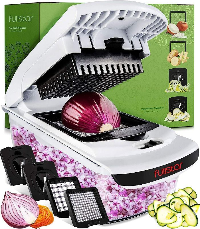 Photo 1 of Fullstar Vegetable Chopper - Spiralizer Vegetable Slicer - Onion Chopper with Container - Pro Food Chopper - Slicer Dicer Cutter - (4 in 1, White)
