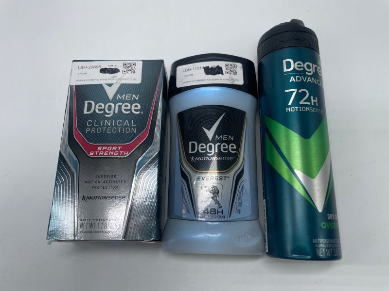 Photo 1 of Degree Men Motion Sense Antiperspirant Deodorant Adventure, Degree Deodorant 2.7 oz & Degree Deodorant 3.8 Ounce Mens Dry Spray Overtime 