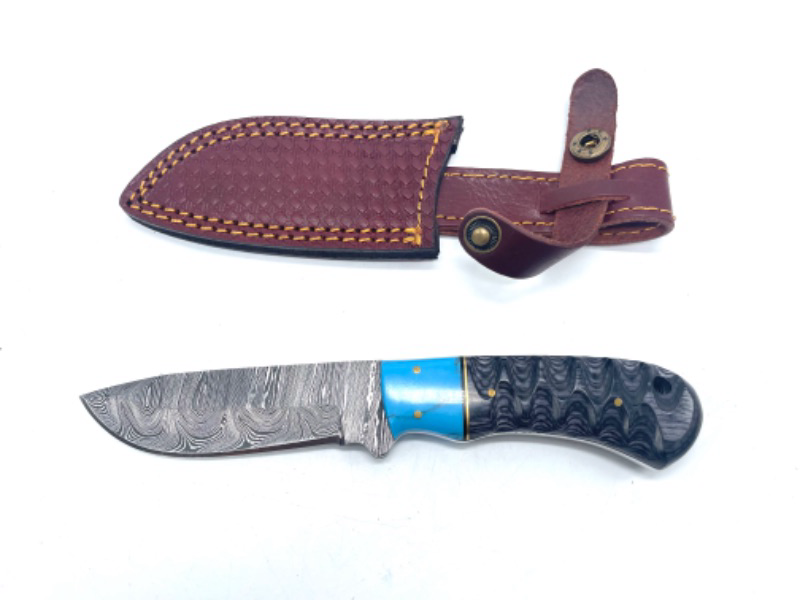 Photo 2 of SZCO Supplies 8” Wood/Resin Handle Drop-Point Outdoor Skinning Hunting Knife With Sheath