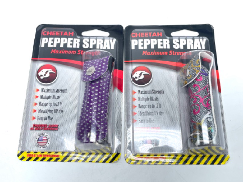 Photo 1 of 2 Pack Cheetah Pepper Spray for Women Self Defense Keychain