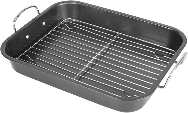 Photo 1 of glad Non Stick Roaster Pan/Turkey Roasting Pan with Rack and Handles, Excellent Broiler Pan for Turkeys, Hams and Chicken