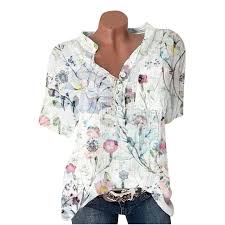 Photo 1 of Collar for Women Floral Shirts for Women Dressy Casual,Women Button Down T Shirts Short Sleeve Shirts V Neck Loose Henley Tops Tshirt Pink Laces (L) NEW 

