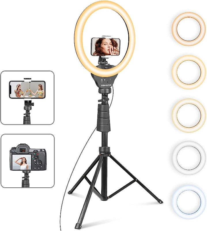 Photo 1 of UBeesize 12’’ Selfie Ring Light with 62’’ Tripod Stand for Video Recording?Live Streaming(YouTube, Instagram, TIK Tok), Compatible with Phones, Cameras and Webcams
