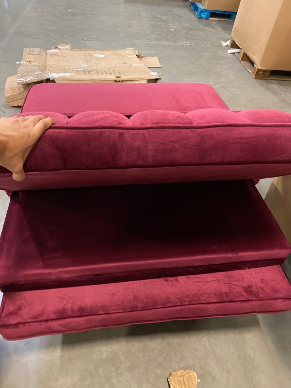 Photo 2 of US Pride Furniture US Pride Strip Convertible Velvet Sofa Bed Burgundy 
