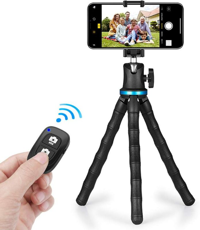 Photo 1 of Phone Tripod, UBeesize 12 Inch Flexible Cell Phone Tripod Stand Holder with Wireless Remote Shutter & Universal Phone Mount, Compatible with Smartphone/DSLR/GoPro Camera
