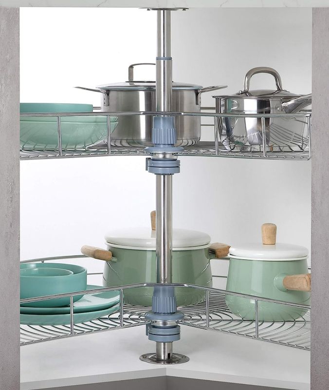 Photo 1 of Dowell 28" Kidney Chrome 2-Shelf Lazy Susans Kitchen Base Cabinet Corner Organizer
