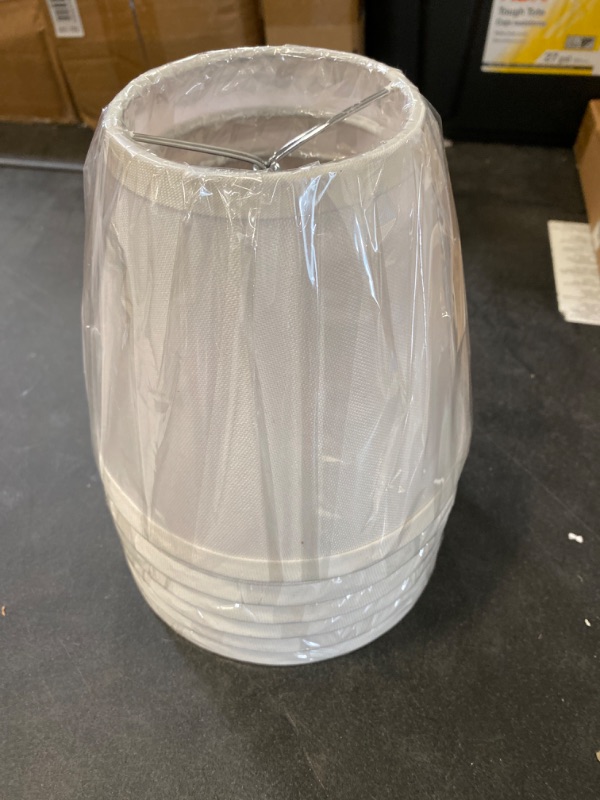 Photo 1 of Small Lamp Shade Set of 6 Chandelier Shades 3" X 6" X 5" White Linen Lampshade Clip-On Bulb
