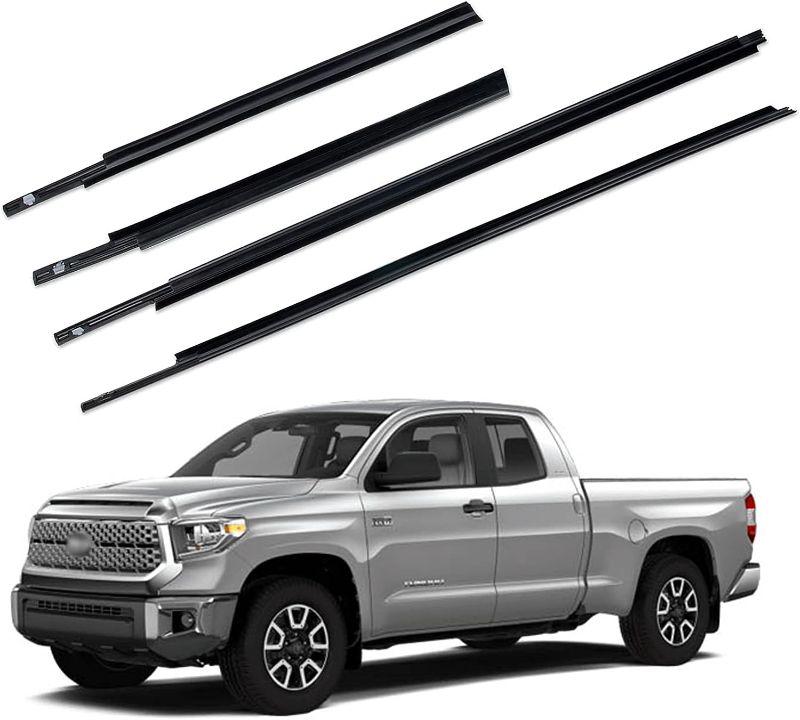 Photo 1 of Toryea 4pcs Door Outside Weatherstrip Trim Seal Belt Compatible with Toyota Tundra Double Cab 2007 2008 2009 2010 2011 2012 2013 2014 2015 2016 2017 2018(Double Cab)
