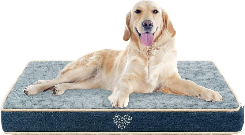 Photo 1 of VANKEAN Waterproof Dog Crate Pad Bed Mat Reversible (Cool & Warm), Removable Washable Cover & Waterproof Inner Lining, Pet Crate Mattress for Cats and Dogs, Joint Relief Dog Bed for Crate, Navy/Grey (28X47")
