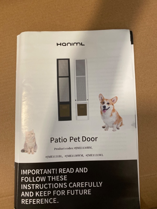 Photo 3 of HANIML Medium Dog Door for Sliding Glass Doors Doggie Door Insert for Screen Patio Pets Door with Lockable Panel Magnetic Closure Ideal for Large Dogs Cats Convenient and Durable Easy to Install White
