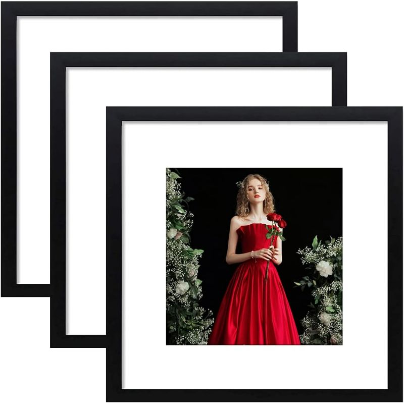 Photo 1 of 20x20 Frame Black, 20x20 Picture Frame without Mat Or 16x16 with Mat, Wood Photo Frames for Wall Display Set of 3