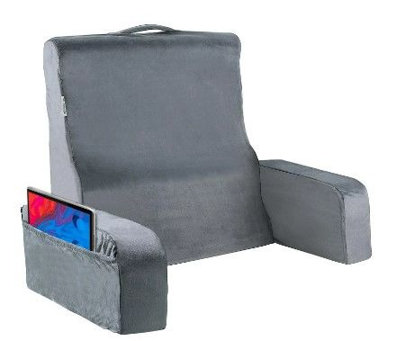 Photo 1 of Vekkia Standard Lightweight Bed Reading Pillow, Back Support Pillow for Sitting up in Bed, New Rest Chair Pillow for Relaxing, Reading, or Watching TV - College Dorm Room Essentials-(Gray)
