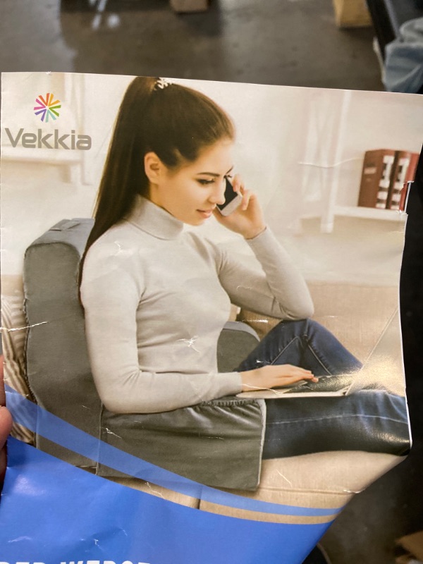 Photo 3 of Vekkia Standard Lightweight Bed Reading Pillow, Back Support Pillow for Sitting up in Bed, New Rest Chair Pillow for Relaxing, Reading, or Watching TV - College Dorm Room Essentials-(Gray)
