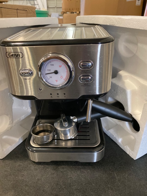 Photo 2 of Gevi Espresso Machine 20 Bar Pump Pressure, Cappuccino Coffee Maker with Milk Foaming Steam Wand for Latte, Mocha, Cappuccino, 1.5L Water Tank
