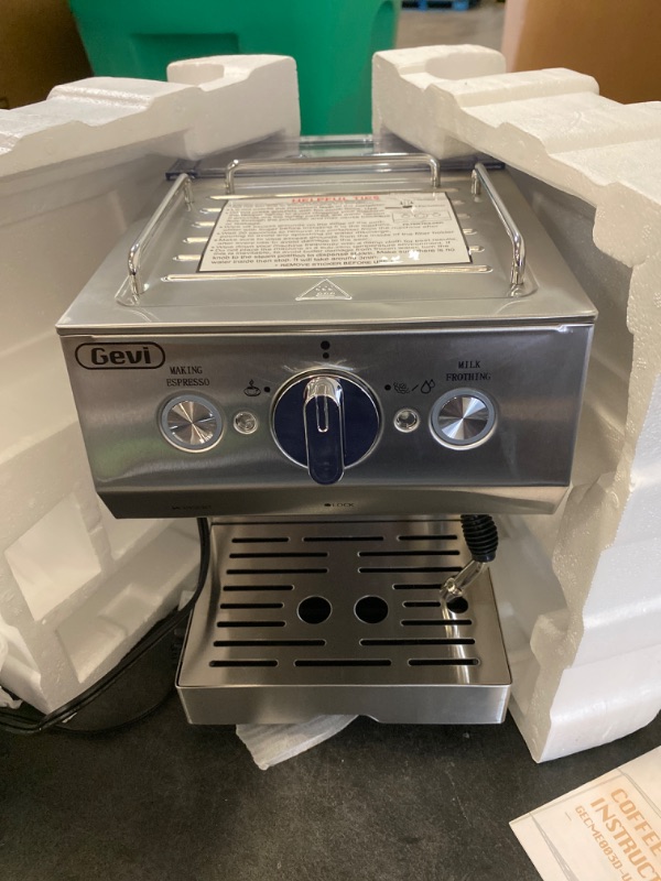 Photo 2 of Gevi Espresso Machine 15 Bar Pump Pressure, Cappuccino Coffee Maker with Milk Foaming Steam Wand for Latte, Mocha, Cappuccino, 1.5L Water Tank, 1100W, Black Silver-6 Espresso Machine