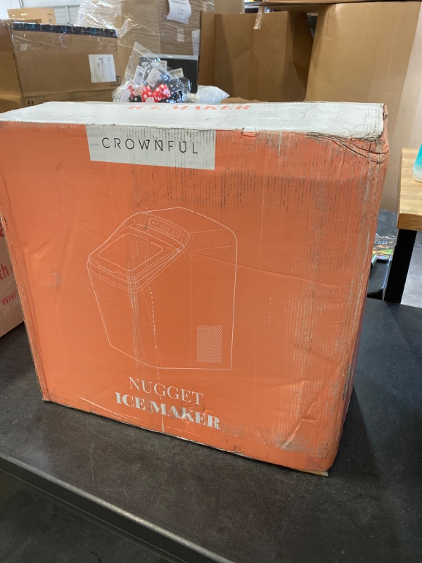 Photo 3 of CROWNFUL Nugget Ice Maker Countertop, Makes 26lbs Crunchy ice in 24H, 3lbs Basket at a time, Self-Cleaning Pebble Ice Machine, with Scoop and Basket, Portable Ice Maker for Home/Kitchen/Office/Bar