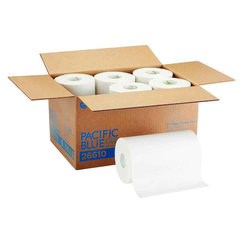 Photo 1 of 5 Rolls of Pacific Blue Ultra 9" Paper Towel Roll (Previously Branded SofPull) by GP PRO (Georgia-Pacific) White 26610 400 Feet Per Roll 5 Rolls 
