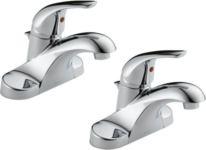 Photo 1 of Delta Foundations 4 in. Centerset Single-Handle Pro-Pak Bathroom Faucet in Chrome (2-Pack)
