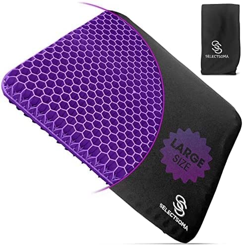 Photo 1 of Large Purple Gel Seat Cushion for Long Sitting – Car Seat Cushion and Office Chair Cushion for Back, Sciatica, Hip, Tailbone Pain Relief – Wheelchair Cushion for Pressure Relief – Gaming Chair Cushion
