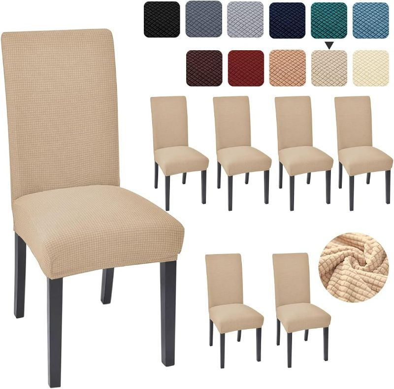 Photo 1 of 2 Piece Aertiavty Chair Covers for Dining Room Set of  2 Kitchen Chair Covers, Dining Room Chair Covers Chair Slipcover Parsons Chair Covers, Light Khaki. Long side Sofa Cover 
