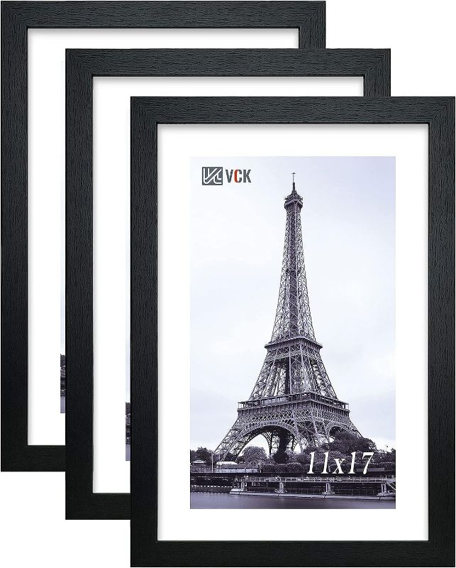 Photo 1 of VCK Poster Frame 11x17 Set of 3, Wood Black Picture Frame, Wall Gallery Photo Frames, 3 Pack
