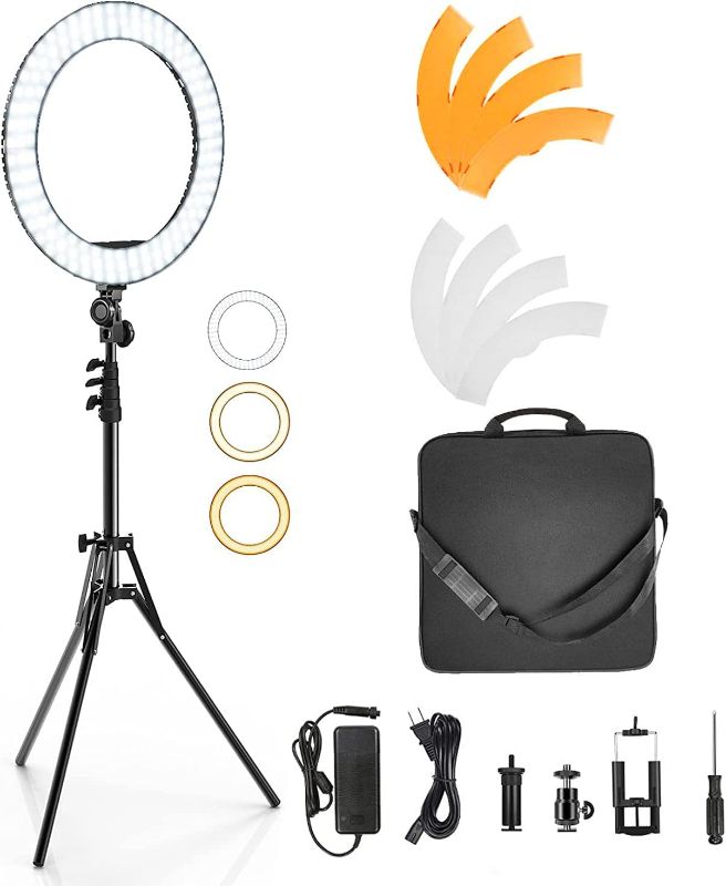Photo 1 of Ring Light with Stand and Phone Holder, IVISII 18 inch Ring Light?55W 5500K LED Ring Light for Live Stream/Makeup/YouTube Video, Dimmable LED Beauty Selfie Ring Light for TikTok Photography
