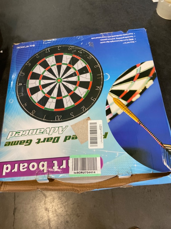Photo 3 of HoveBeaty Dart Board, Dart Game Set with 6 Metal Darts and Double-Sided Flocking Dartboard (18 Inches) 