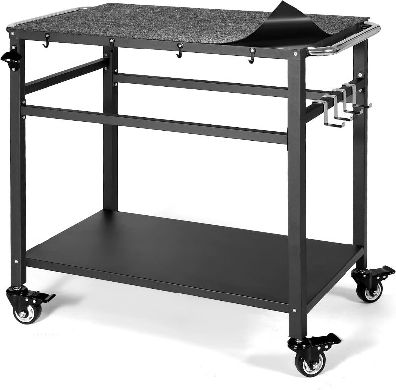 Photo 1 of Double-Shelf Movable Kitchen Cart Island Table on Wheels