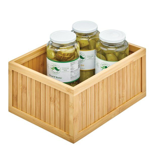 Photo 1 of 3 Pack mDesign Bamboo Panel Kitchen Cabinet and Shelf Pantry Organizer Bin - Eco-Friendly, Multipurpose - Use on Countertops, Shelves or in Pantry - Natural Bamboo
