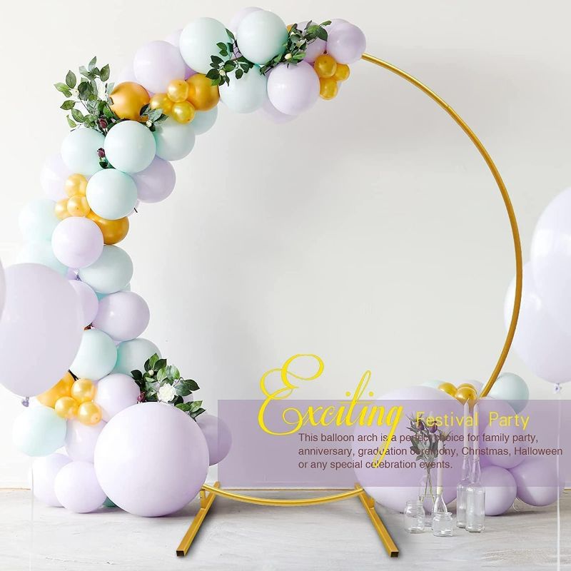 Photo 1 of Wedding Arches for Ceremony Wedding Arch Circle Backdrop Stand Round Backdrop Stand Balloon Arch Stand Circle Balloon Arch Frame Round Balloon Arch Frame for Party Decoration 