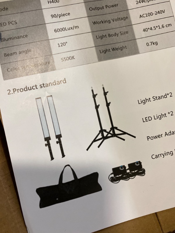 Photo 2 of GIJUANRING Photography Lighting LED Studio Light 5600K Dimmable Photo Studio Video Light Kit with Tripod Stand for Portrait Video and Shooting
