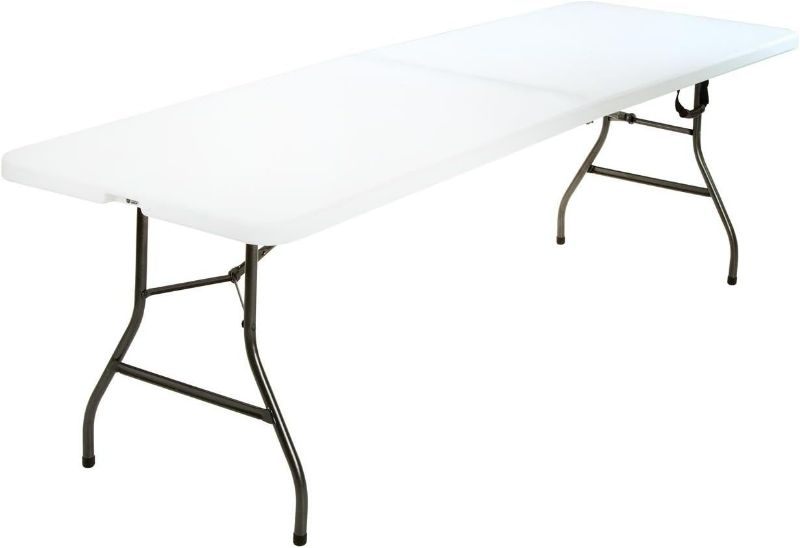 Photo 1 of CoscoProducts Deluxe 8 foot x 30 inch Fold-in-Half Blow Molded Folding Table, White NEW 
