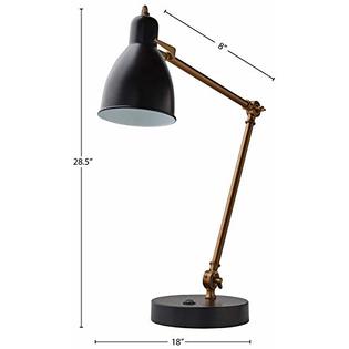 Photo 1 of Rivet Brand Rivet Caden Adjustable Task Table Lamp with USB Port, Bulb Included, 28.5H , Black and Brass NEW 