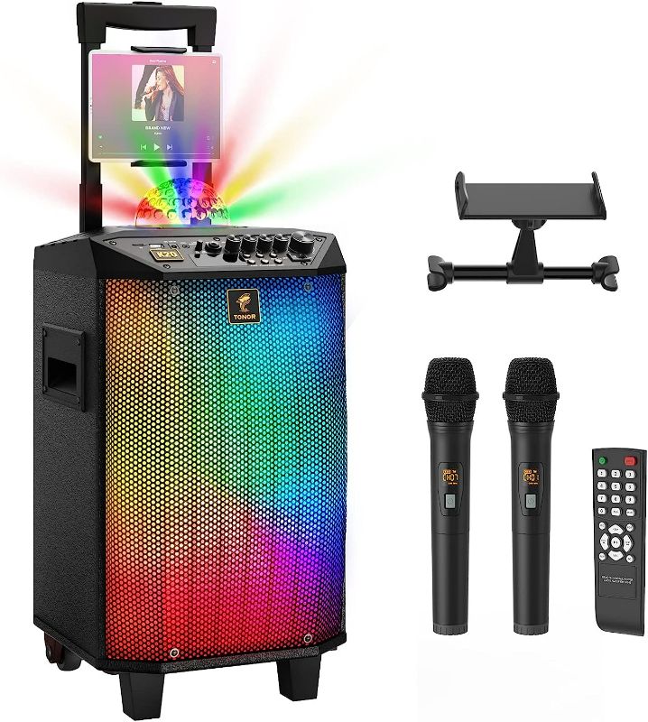 Photo 1 of Wireless Karaoke Machine for Adults, TONOR PA System Portable Bluetooth Singing Speaker with Dual Wireless Microphones Microfono, Disco Ball for Home Karaoke, Party, Class and Church K20
