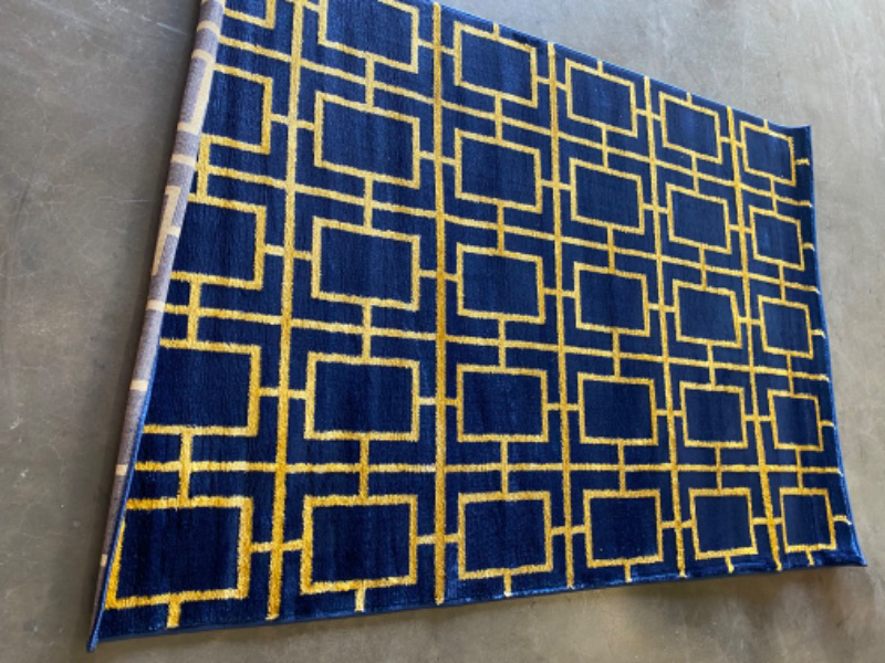 Photo 2 of Marilyn Monroe Glam Collection Area Rug - Deco (4'x 6' Rectangle, Navy Blue Gold/ Gold)
