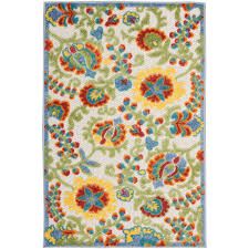 Photo 1 of Nourison Aloha (5'3"x7'5") Fabric Indoor/Outdoor Rug in Ivory/Multi Finish