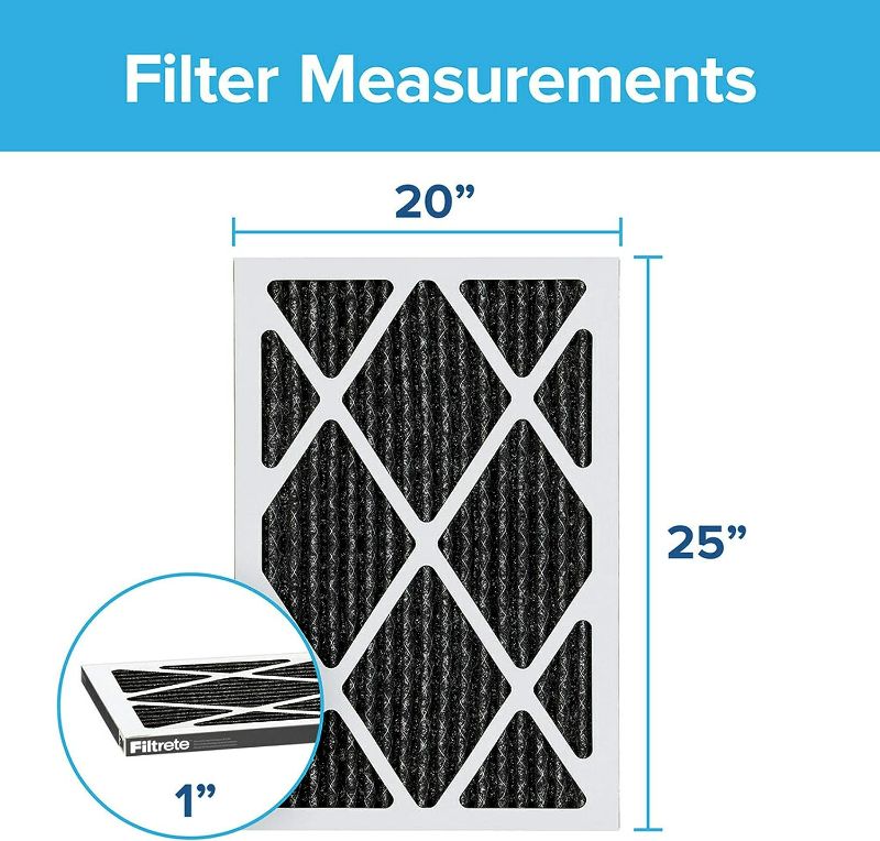 Photo 2 of Filtrete 20x25x1 Air Filter MPR 1200 MERV 11, Allergen Defense Odor Reduction, 2Pack (exact dimensions 19.69x24.69x0.81)
