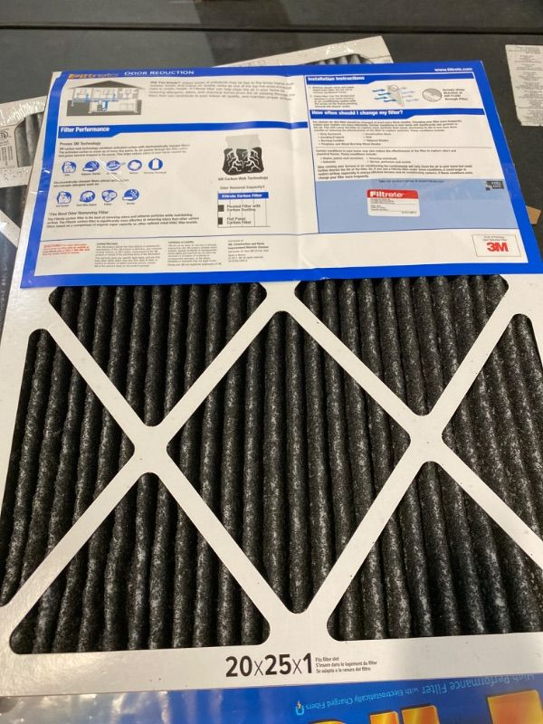 Photo 3 of Filtrete 20x25x1 Air Filter MPR 1200 MERV 11, Allergen Defense Odor Reduction, 2Pack (exact dimensions 19.69x24.69x0.81)
