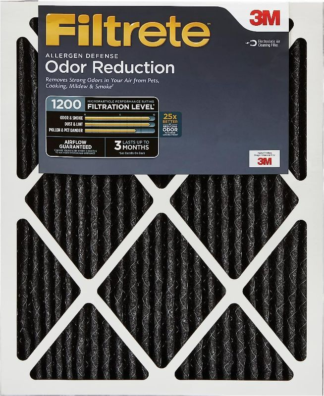 Photo 1 of Filtrete 20x25x1 Air Filter MPR 1200 MERV 11, Allergen Defense Odor Reduction, 2Pack (exact dimensions 19.69x24.69x0.81)
