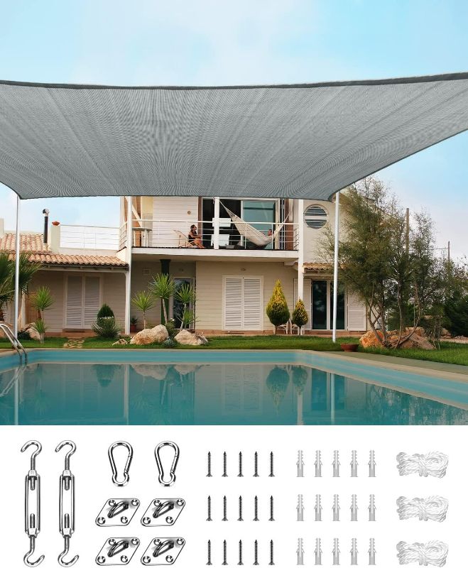 Photo 1 of Quictent 20x16ft Rectangular Sun Shade SailCanopy 98% UV Block Outdoor Patio Garden Commercial Deck with Hardware Kit WHITE 
