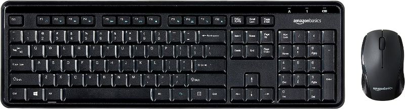 Photo 1 of Amazon Basics 2.4GHz Wireless Computer Keyboard and Mouse Combo, Quiet and Compact US Layout (QWERTY), Black
