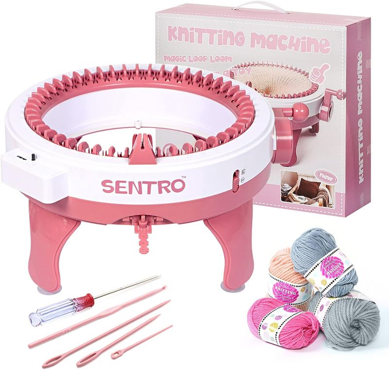 Photo 1 of Knitting Machine, 48 Needles Knitting Loom Machine with Row Counter, Smart Weaving Loom Knitting Round Loom, Knitting Board Rotating Double Knit Loom Machine Kit for Adults and Kids